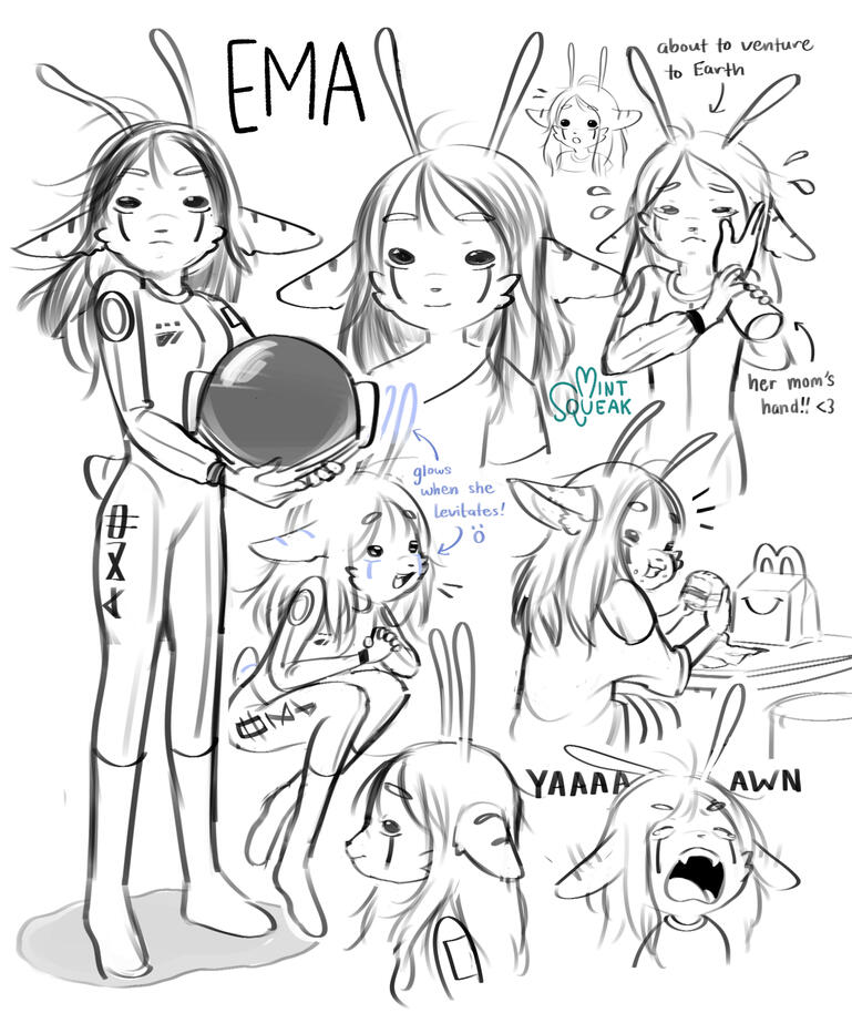 Ema the Alien doodles/sketches